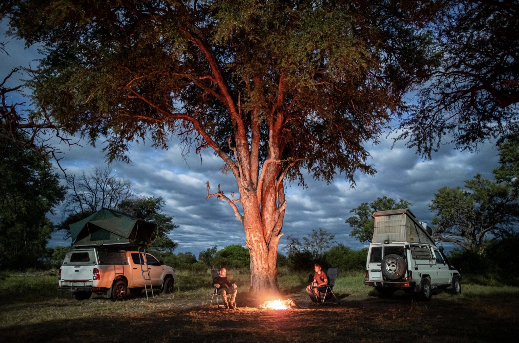 Camp site under jackalberry